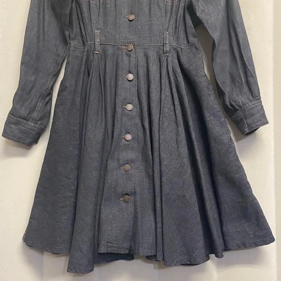 Vintage Omo Norma Kamali Women’s Dress Size 10 Dark Wash Denim Designer Luxury - Picture 5 of 14